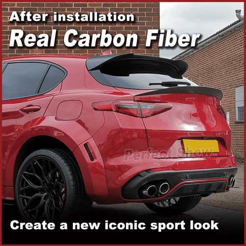 For Alfa Romeo Stelvio SUV 2017-21 Rear Trunk Spoiler Lip Wing Dry Carbon Fiber - Bild 3 von 12