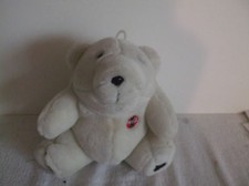 Coca Cola Polar Bear Coke White Plush Stuffed Animal 7" 1996 Emblem on Chest