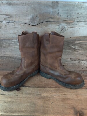 BRAZOS WELLINGTON MENS LEATHER STEEL TOE WESTERN WORK BOOTS  display picture 1