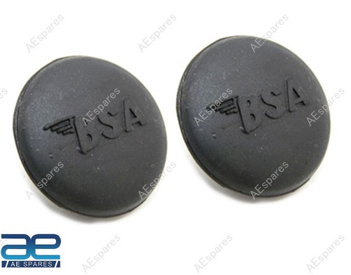 Black Footrest Rubbers With Logo For Classic BSA Motorcycles (A7, A10, A65, B25, B44, Etc.)
