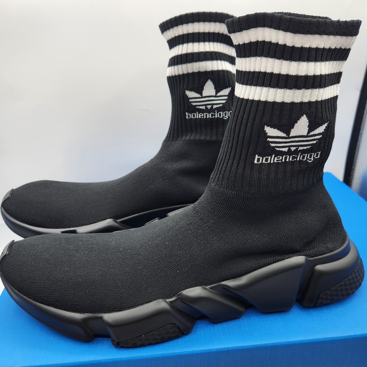 Balenciaga x Adidas Speed Knit Sock Men's Black Sneakers EU42 US9