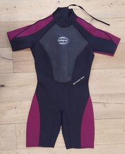 Deep See Kids Youth Wetsuit Sz 15/16 Pink Black Diving Surfing Swim Short Sleeve