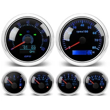 6 Gauge Set 85mm GPS Speedometer&Tacho&52mm Fuel/Temp/Oil/Volt with Sender US