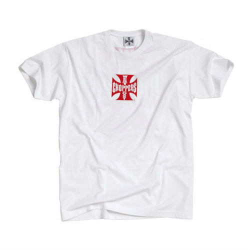 West Coast Choppers Original Cross T-Shirt In White/Red Logo West Coast Choppers Original Cross T-Shirt In White/Red Logo