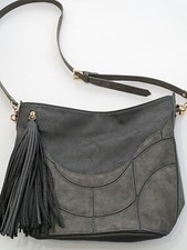 STEVE MADDEN Shoulder Bag Purse Gray Poly Suede Leather   Excellent PreOwned