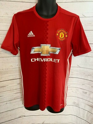 Adidas T Shirt Manchester United Chevrolet Logo Newton Heath Sign Red eBay