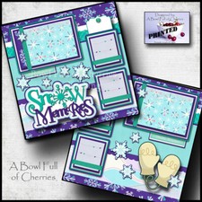 WINTER MEMORIES snow  2 premade scrapbook pages paper piecing 12x12 CHERRY 0298