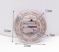 5X Western Bling Silver Carved Leathercraft Slotted Concho For Saddles 1-1/4"