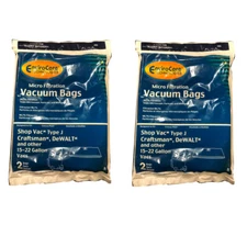 Fits For TVP 15-22 Gallon Vacuum Micro Filtration Paper Bags ( 4 Bags) # 495