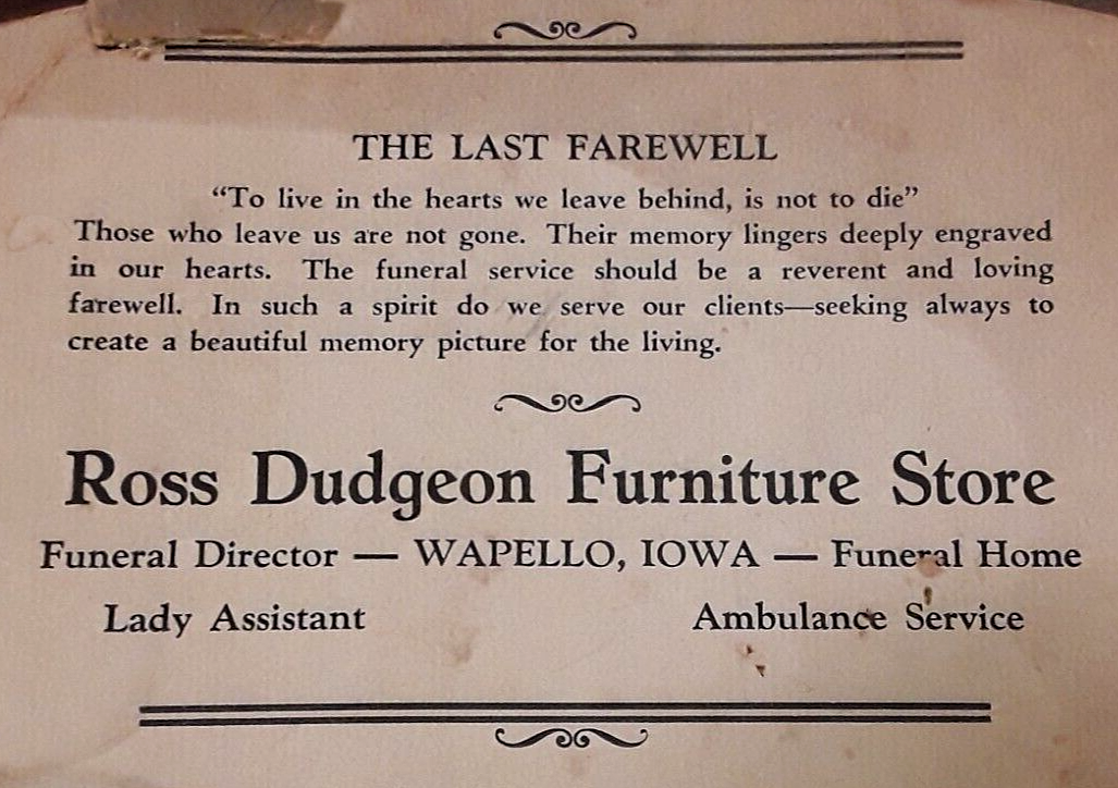 Old LAST SUPPER Litho HAND FAN Ross Dudgeon Furniture Funeral Home