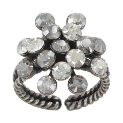 Konplott Ring Magic Fireball weiß Kristall Seide & Kristall Silber Schatten