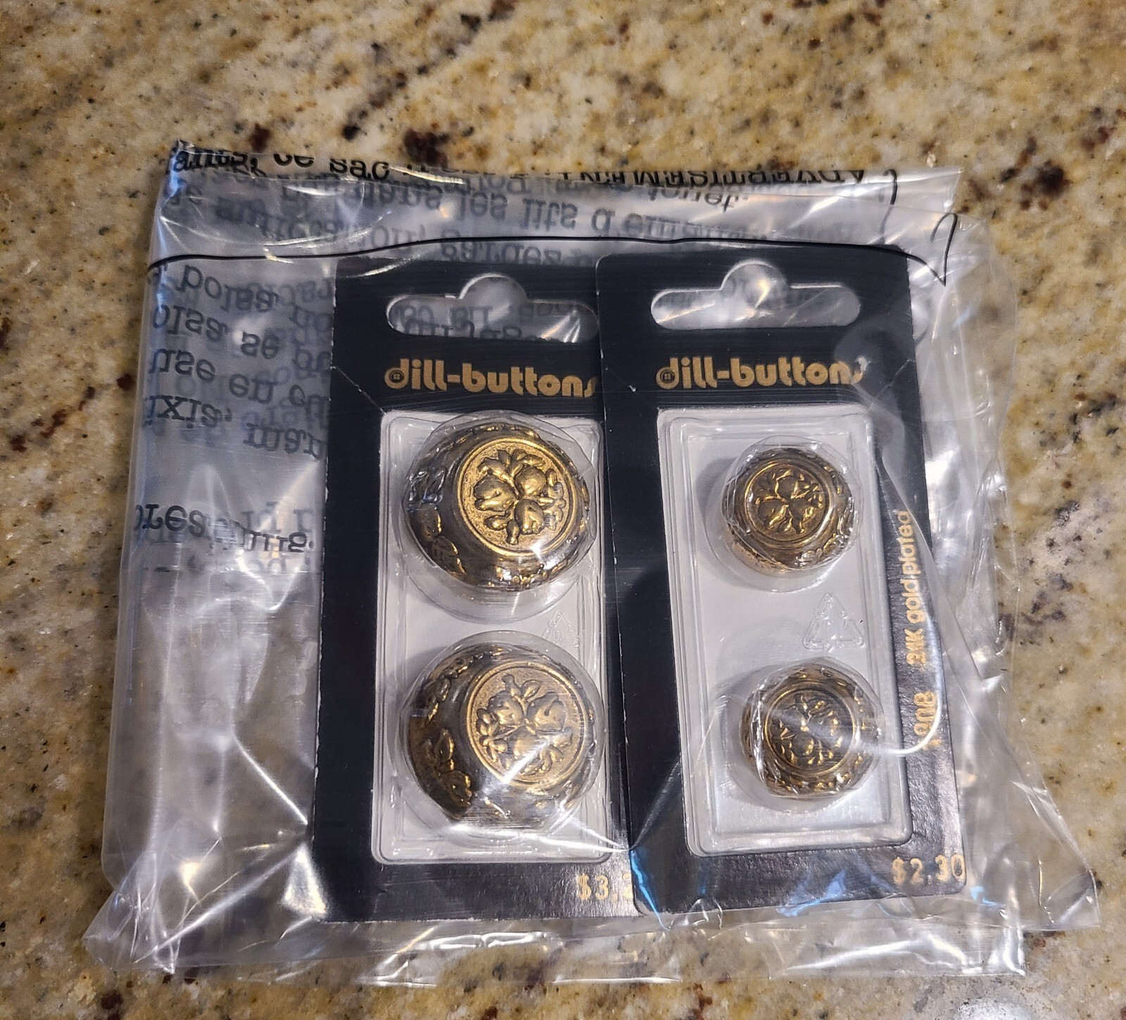 4pc DillButtons of America 1909 1908 24K Gold Plated 1" & 11/16