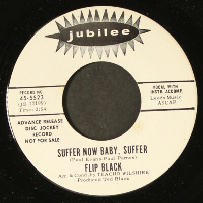 FLIP BLACK: suffer now baby suffer / crazy stories JUBILEE 7'' Single 45 RPM