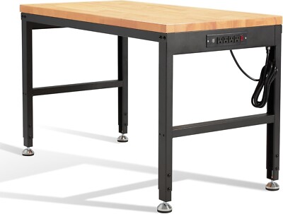Height Adjustable Workbench 48''x 24'' Large Capacity Heavy-Duty Power Outlets