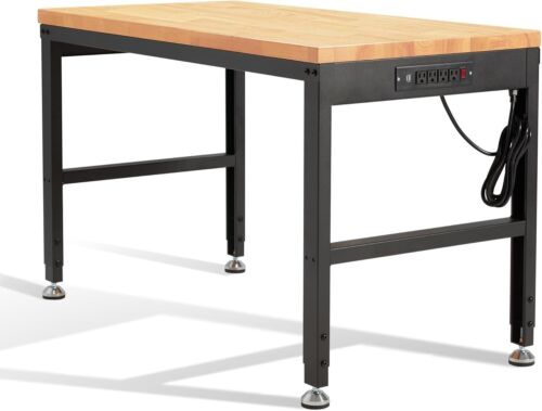 Height Adjustable Workbench 48"x 24" 2000 Lbs Capacity Heavy-Duty Power Outlets