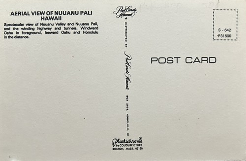 Postcard Aerial View Nuuanu Pali • Oahu Hawaii - Picture 2 of 2