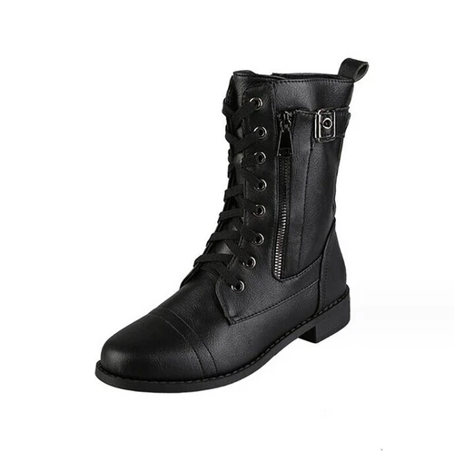 Damen Stiefeletten Schnürstiefeletten Schnürer Runde-toe Zipper Schuhe Casual - Bild 14 von 19