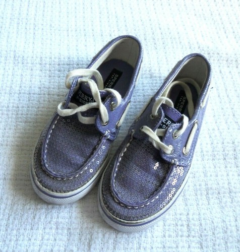 GIRLS PURPLE SEQUIN BOAT SHOES~ SIZE 