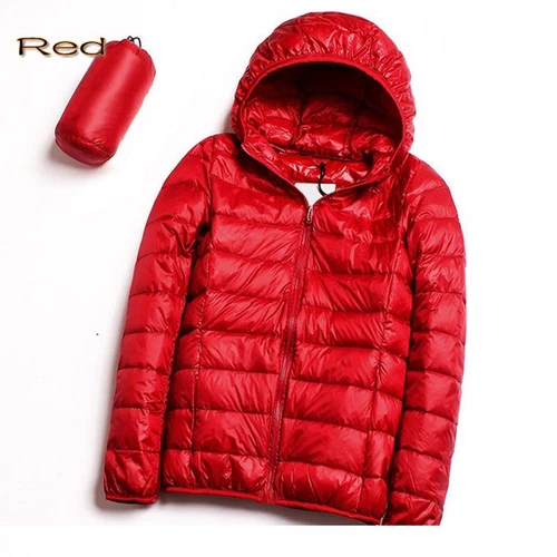Womens Packable Ultralight Duck Down Jacket Puffer Parka Hooded Coats PLUS SIZE - Picture 12 of 26