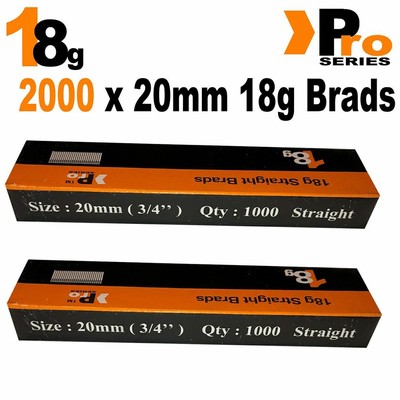 18 g 2000 x 20 mm Bradnägel, (für Nagler, Paslode, Dewalt, S0, ProSeries Silverline)