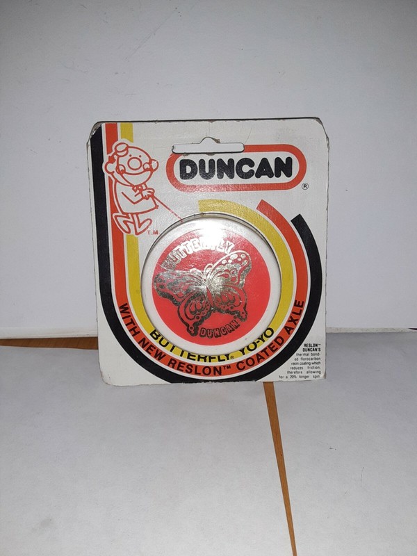 VINTAGE Duncan Butterfly Yo-Yo - ORANGE WHITE 
