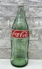 Vintage 32 oz Green Glass Coke Coca Cola Bottle With Cap Red Label