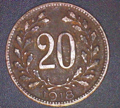 1918 Austria 20 Heller Coin