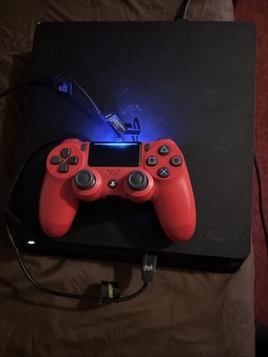 Sony PlayStation 4 Slim Original Black with Red Controller and Power Cord PS4