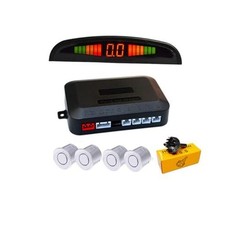 Car Parking sensors,4 Reverse Backup Parking Sensor Silver-2.5m sensor cable
