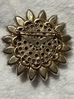 Vintage Judy Lee Topaz Amber Green Rhinestone Starburst Brooch Earrings Set — photo 7