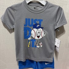 Nike 2 Piece Boys Size 4 Base Ball Theme Short Outfit New