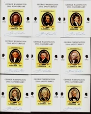 9 Deluxe Sheets of Early U.S. Presidents, All MNH.