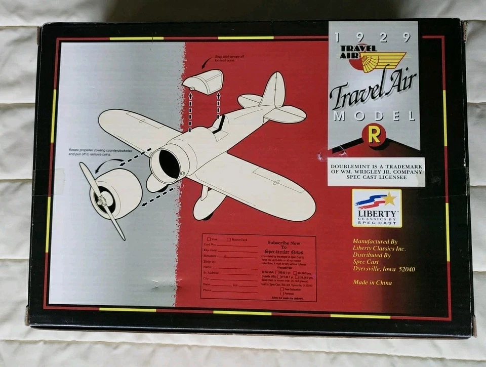 Airplane Bank 1929 Travel Air Model “R” Mystery Ship 1:32 Diecast Wrigley's Gum - Image 3 of 4