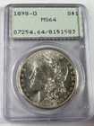 1898-O PCGS MS64 Old Green Rattler Holder (OGH) Morgan Silver Dollar Lustrous