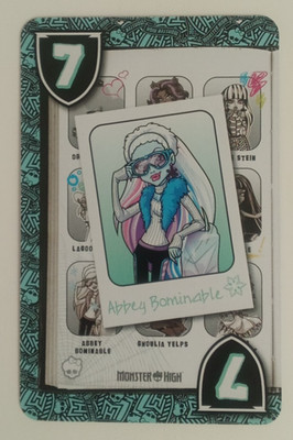 Fandom Monster High Fearbook Uno Card Blue Abbey Bominable #7 (B)