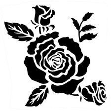 Really Great Stencils, Rose Flowers 5, 5x5", Flower, Floral, Roses, Classic Love
