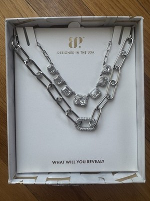Bomb Party Luxe Layers Just A Dreamer Necklace Cubic Zirconia Silver Plated