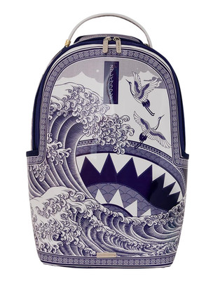 Sprayground Porcelain Wave China Backpack New Black Bookbag Large School Bag