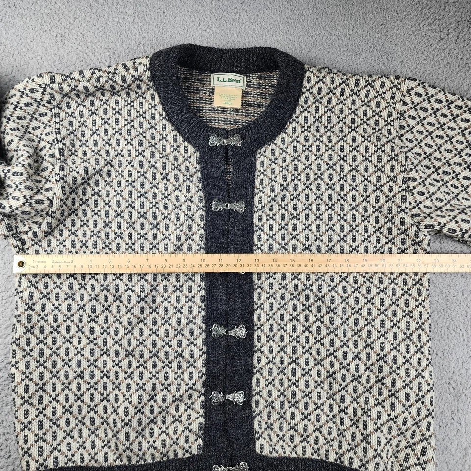Vtg LL Bean Cardigan Sweater Womens Large Wool Fisherman Birdseye Clasp Norway - Image 4 of 4