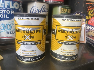 Anrique Metalife Motor Oil Can Bank NOS 1950s Metal Original Gas Qt Sign Sunoco