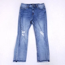 Vigoss Riley Relaxed Straight Jeans W29 L27 Blue Distressed High Rise Denim