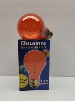 Orange Light Bulb 25W ~ A-19 Transparent Color Long Life ~ Halloween