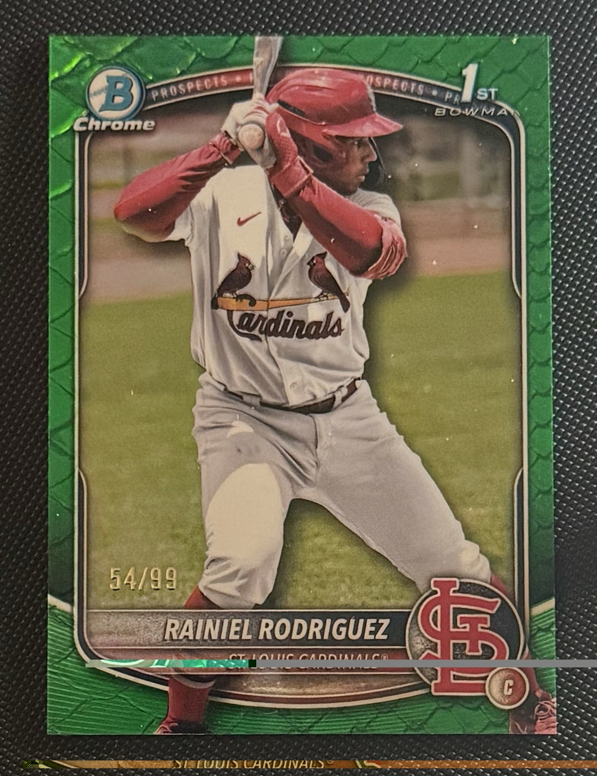2025 Bowman Chrome Green Reptilian Rainiel Rodriguez /99 Cardinals BCP-200