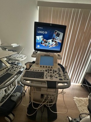 GE LOGIQ E9 ULTRASOUND MACHINE WITH 3 PROBES (ML6-15, L8-18i , C1-5) DOM: 9/2013