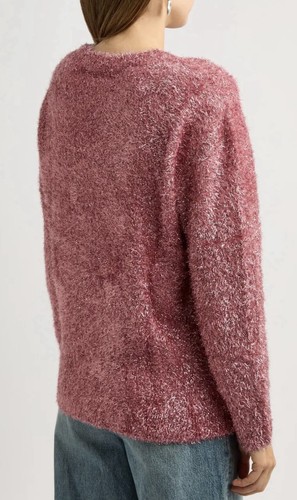 NEVER FULLY DRESSED Metallic Tinsel-Weave Cardigan pink size Large Eras Tour - Picture 4 of 10