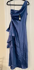 Fashion Nova Dalia Satin Gown - Blue Size M