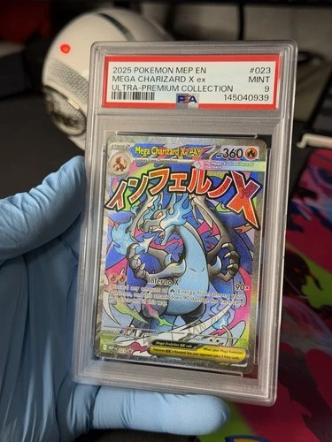 2025 Pokemon MEP EN-ME Black Star Promo Mega Charizard x Ex Ultra Premieum PSA 9