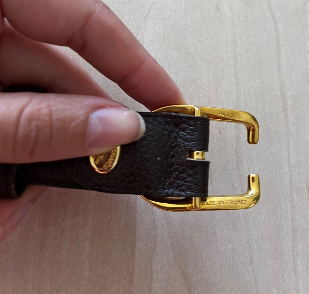 Longchamp Paris Brown Pebbled Leather Belt Brown Gold Buckle Made in France 87cm image 10