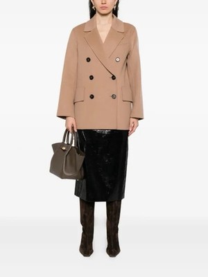 S MAX MARA Lukas Double-Breasted Tailored Blazer Beige US6 $705 NEW