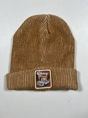 Chevrolet Chevy Gone Camping Hat Beanie Mens One Size Brown Knit Cuffed Truck